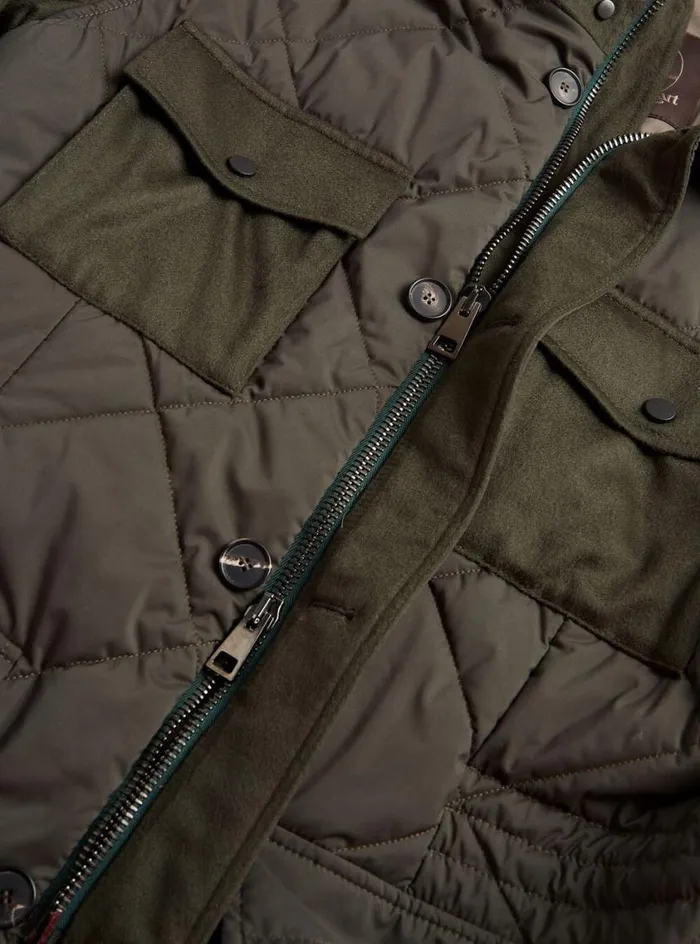 Men Paul Stuart Outerwear Cashmere And Microfiber Quilted Field Jacket Olive