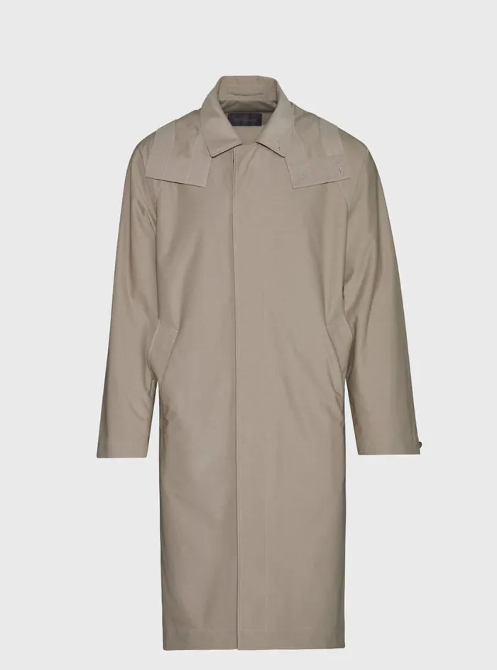 Men Paul Stuart Outerwear High Tech Packable Raincoat Beige