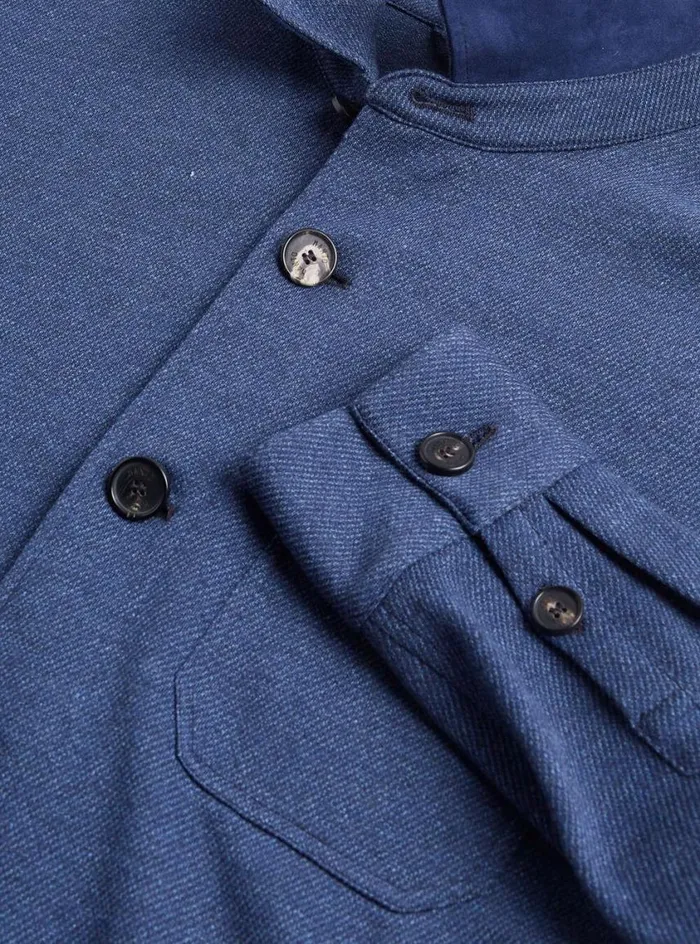 Men Paul Stuart Outerwear Jersey Shirt Jacket Blue