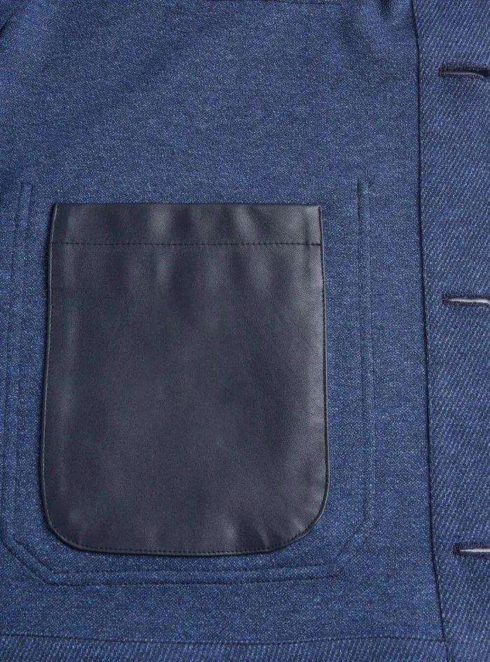 Men Paul Stuart Outerwear Jersey Shirt Jacket Blue