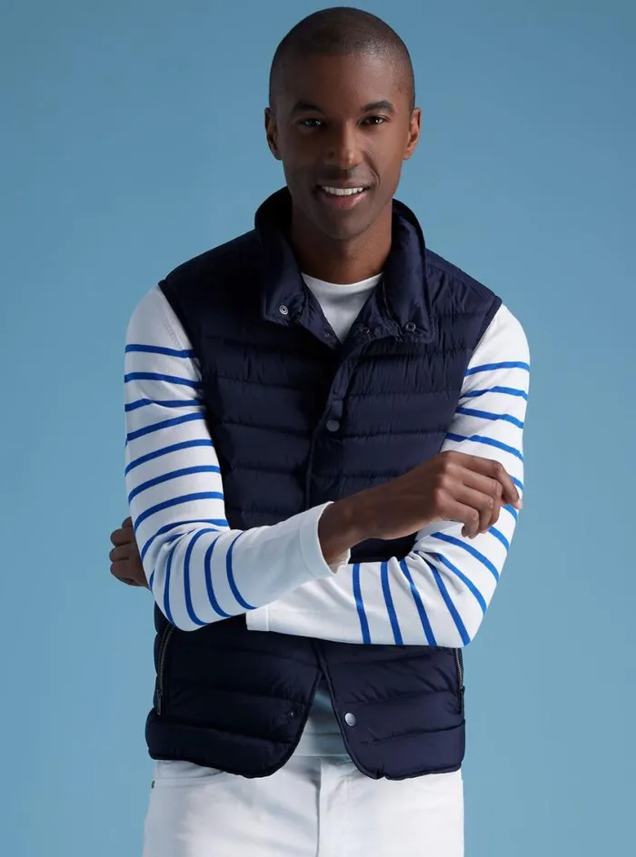 Men Paul Stuart Outerwear Quilted Nylon Vest Navy