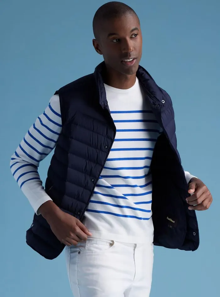 Men Paul Stuart Outerwear Quilted Nylon Vest Navy