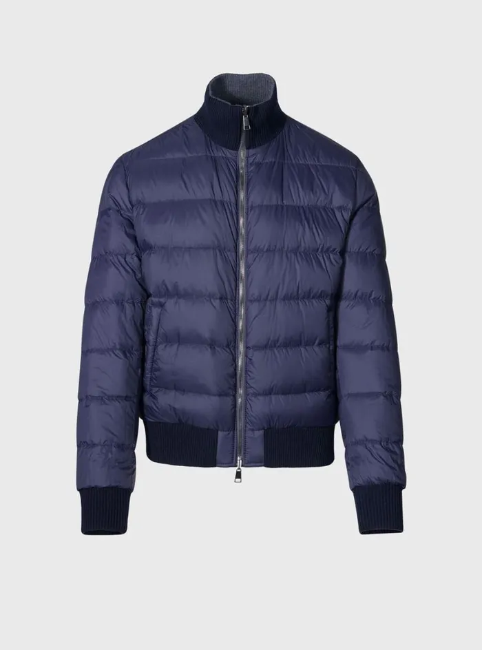 Men Paul Stuart Outerwear Reversible Bomber Jacket Charcoal