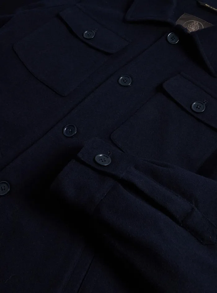 Men Paul Stuart Outerwear Wool Shirt Jacket Navy