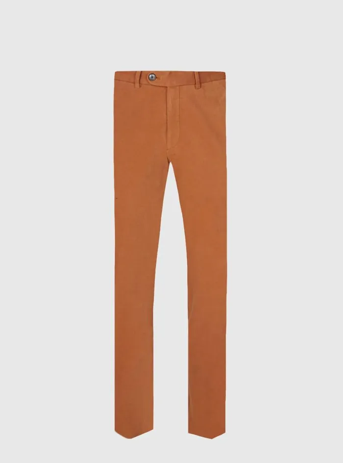 Men Paul Stuart Pants Brushed Cotton Plain Front Newton Pant Rust