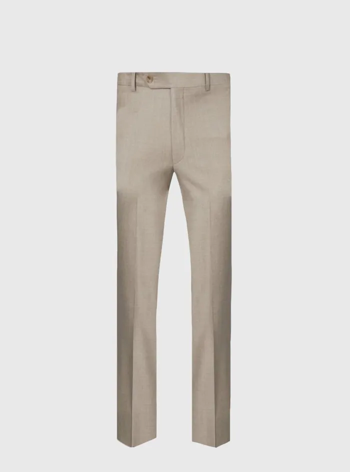 Men Paul Stuart Pants Sand Super 130s Plain Front Trouser Sand