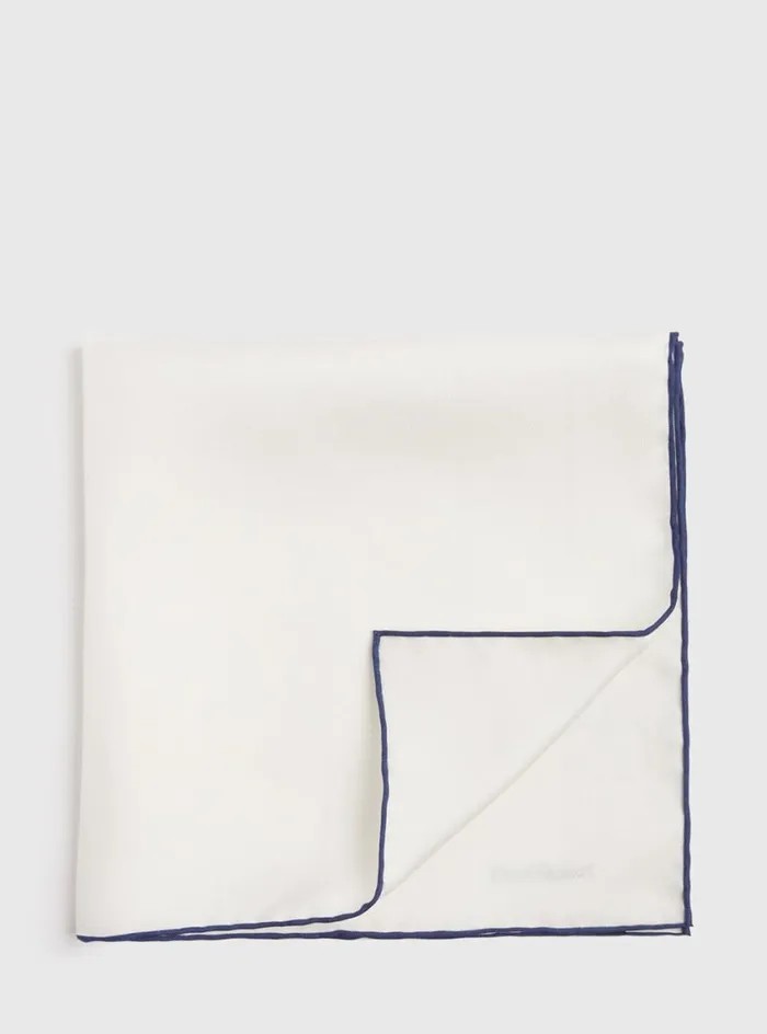 Men Paul Stuart Pocket Squares Hand Screen Printed Silk Pocket Square Whitenavy Men Paul Stuart Pocket Squares Hand Screen Printed Silk Pocket Square Whitenavy