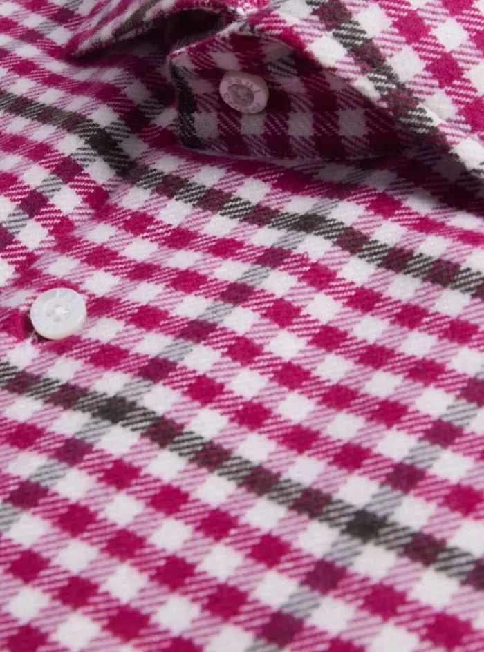 Men Paul Stuart Sport Shirts Flannel Small Plaid Sport Shirt Pink