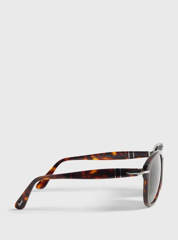 Men Paul Stuart Sunglasses and Eyewear Persol 649 Havana With Crystal Green Lens Brown