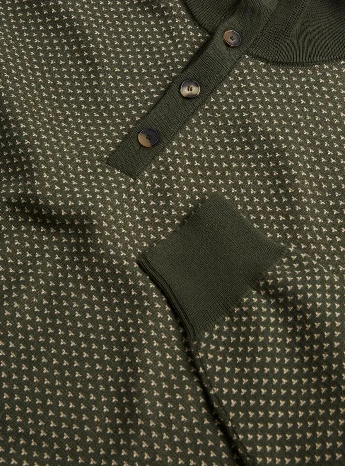 Men Paul Stuart Sweaters Button Mock Neck Sweater Olive