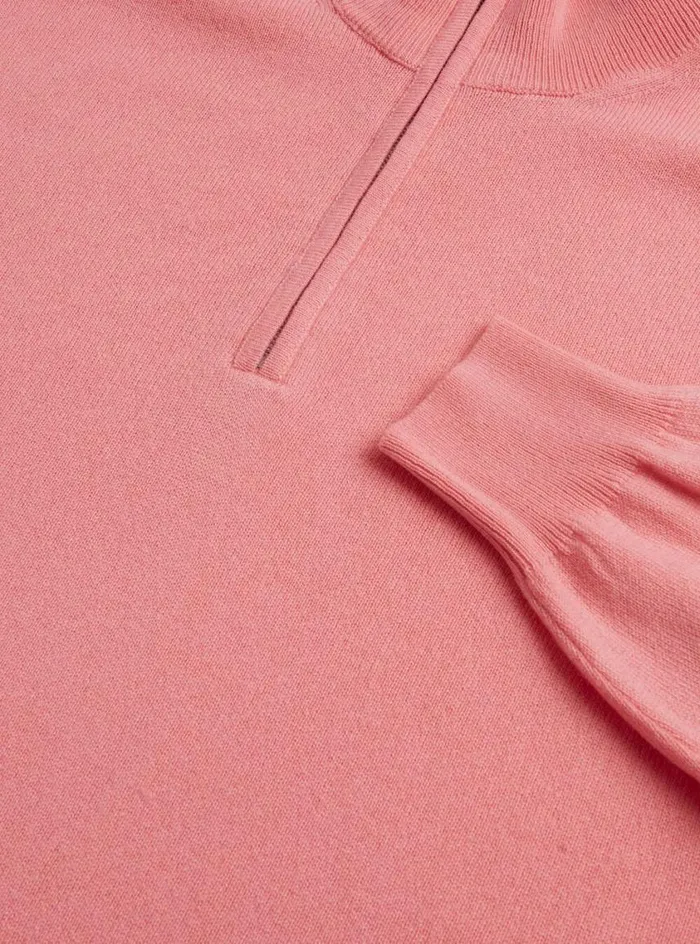Men Paul Stuart Sweaters Classic Cashmere Quarter Zip Sweater Light Pink