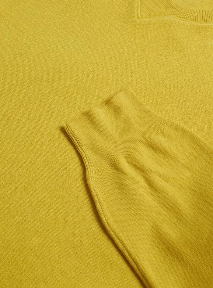 Men Paul Stuart Sweaters Cotton Crewneck Sweater Yellow