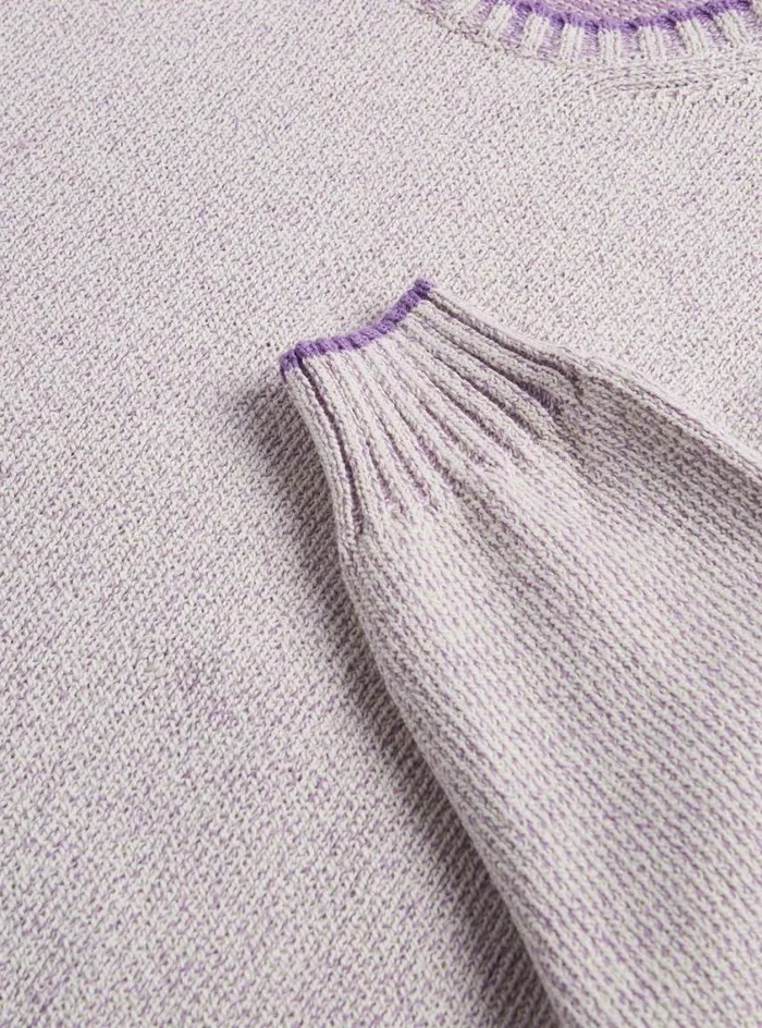 Men Paul Stuart Sweaters Cotton Moulin Crewneck Sweater Lavender