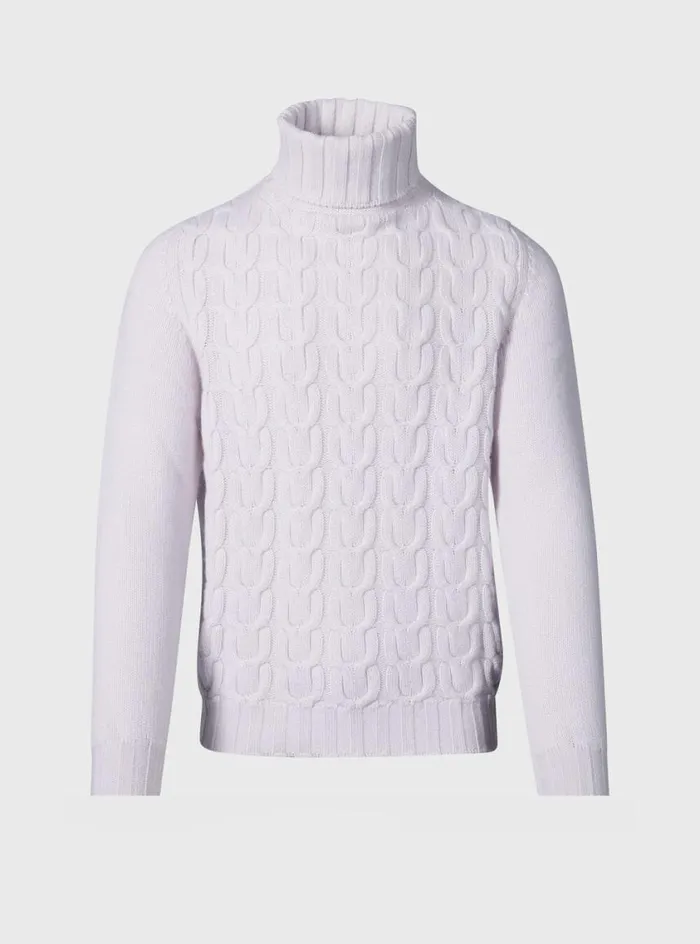 Men Paul Stuart Sweaters Soft Cashmere Links Turtleneck Sweater Ivory