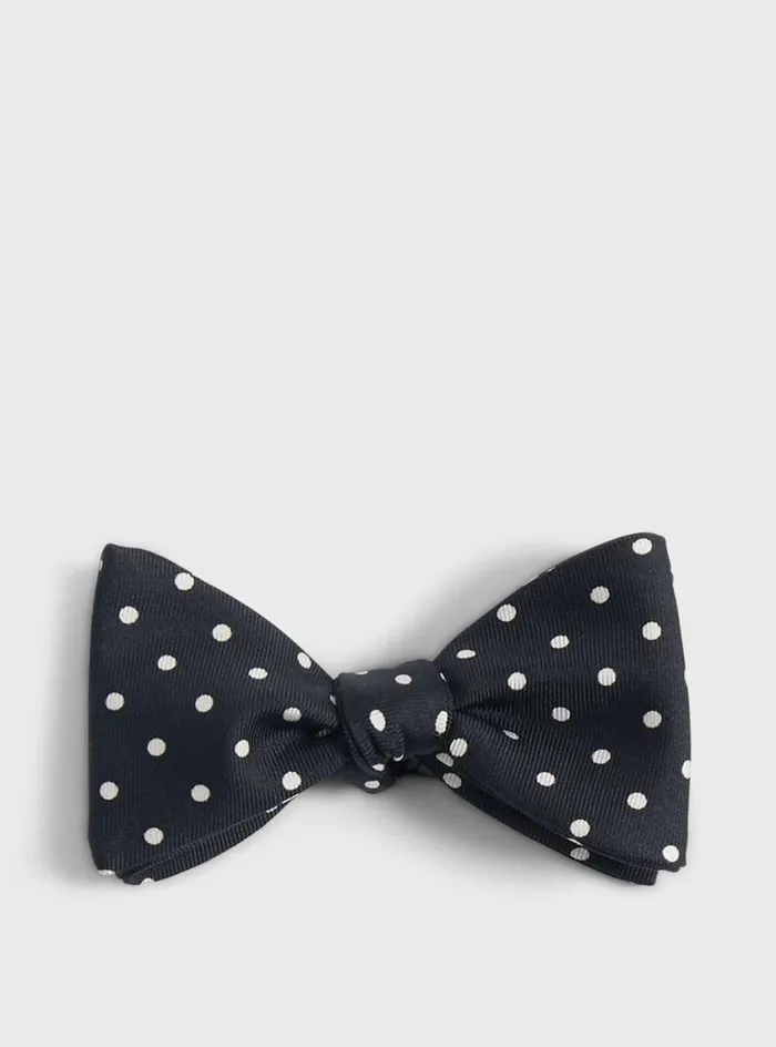 Men Paul Stuart Ties Printed Silk Dot Bow Tie Black