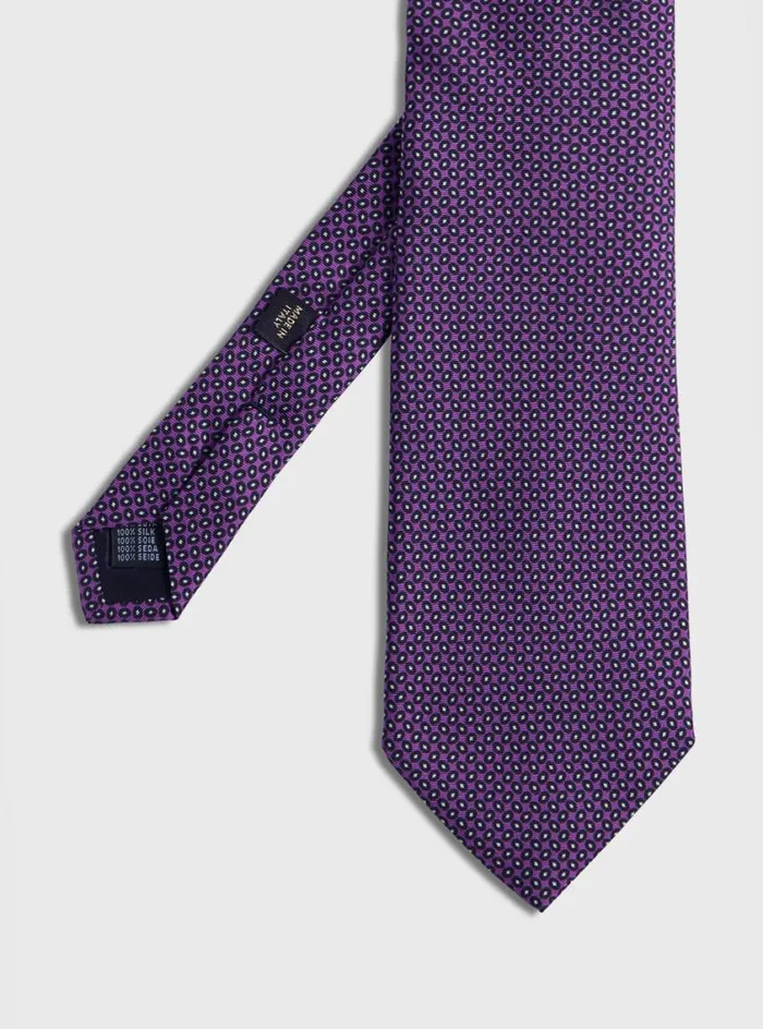 Men Paul Stuart Ties Silk Twill Micro Medallion Tie Plum