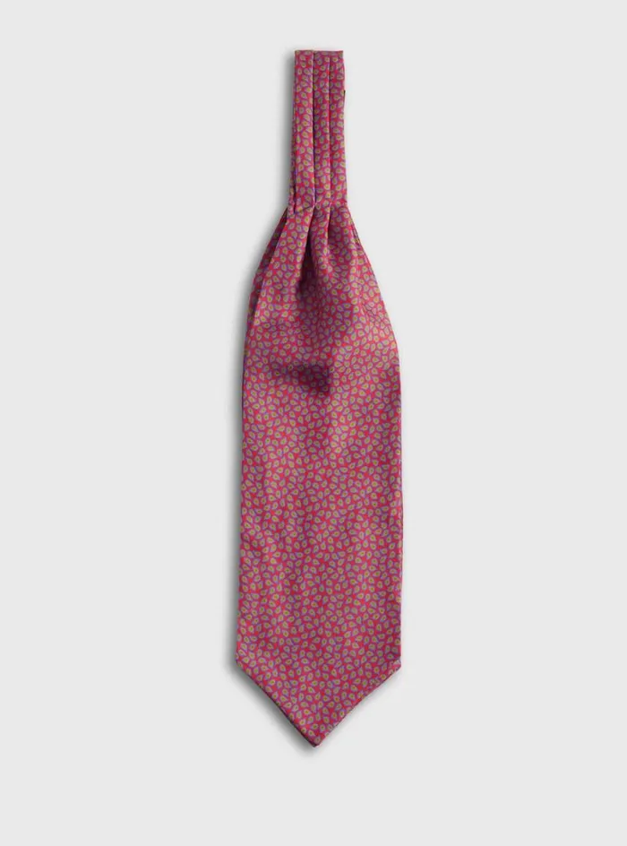 Men Paul Stuart Ties Tossed Pine Silk Ascot Red