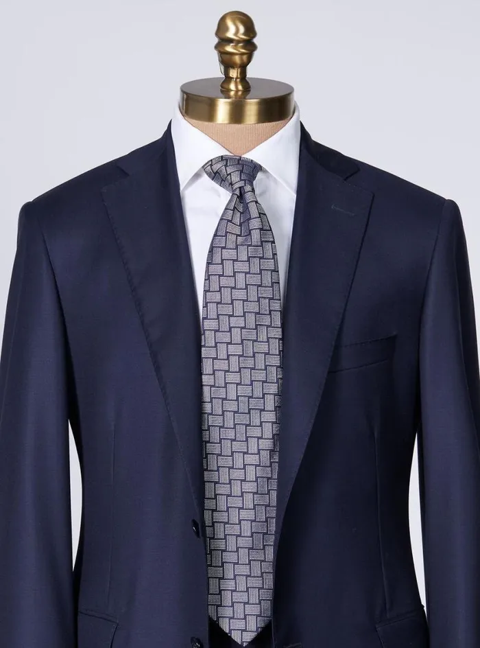 Men Paul Stuart Ties Woven Silk Deco Tie Navy