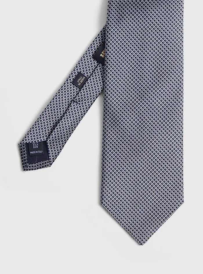 Men Paul Stuart Ties Woven Silk Micro Deco Tie Navy