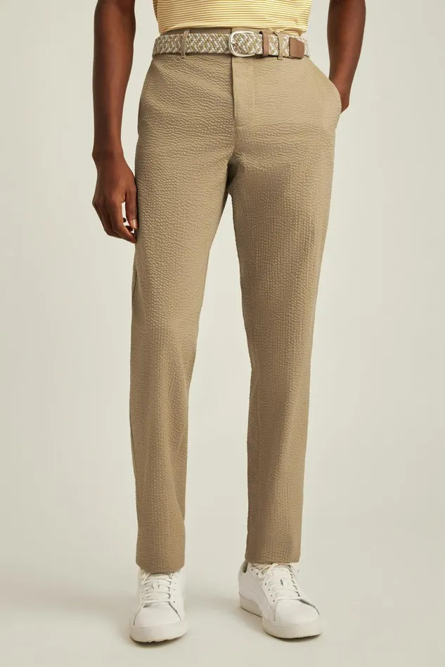 Men Performance Seersucker Golf Pant Khaki Seersucker Stripe Bonobos Chinos