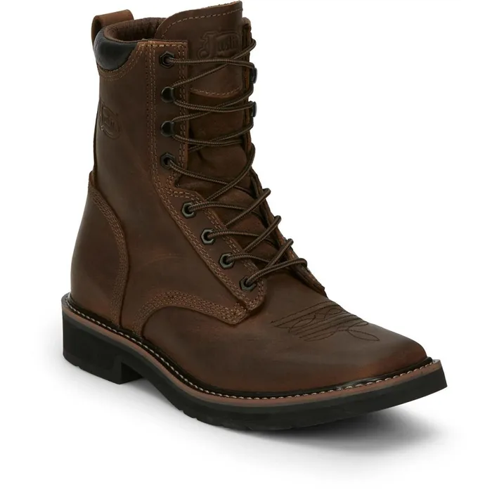 MEN Pulley 8034 Work Aged Bark Justin Boots Work