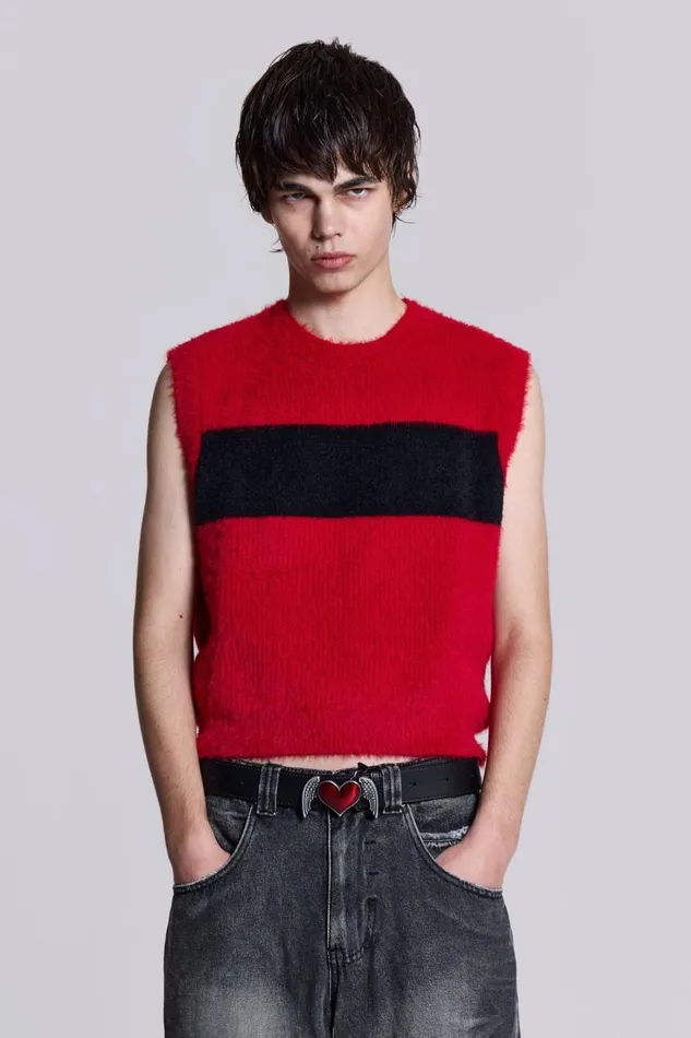 Men Redact Knit Vest Jaded London TShirts and Vests