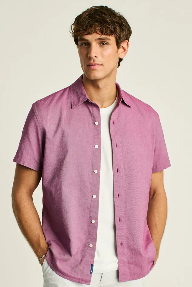 Men Riviera Short Sleeve Shirt Berry Oxford Bonobos Casual Shirts