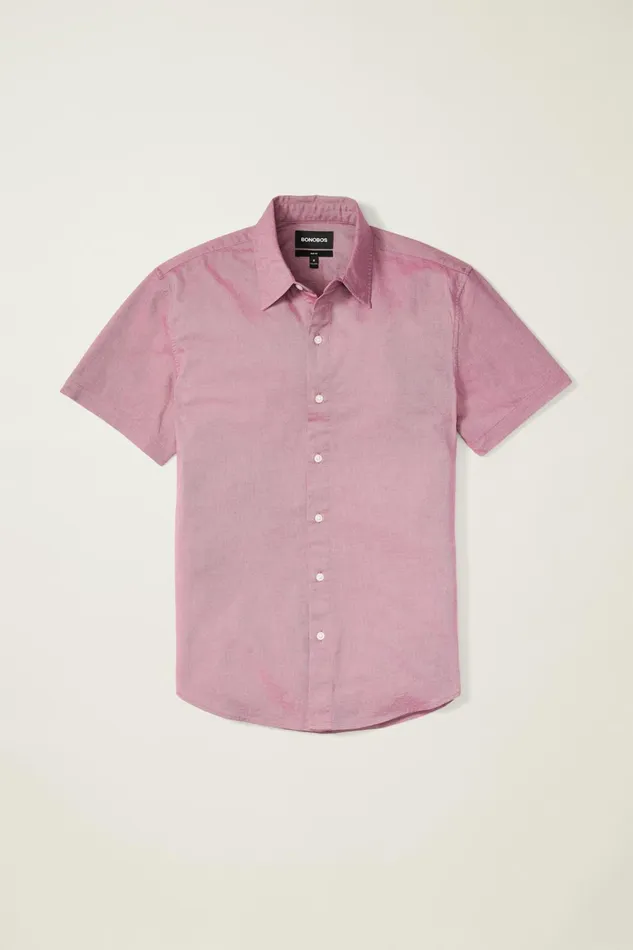 Men Riviera Short Sleeve Shirt Berry Oxford Bonobos Casual Shirts