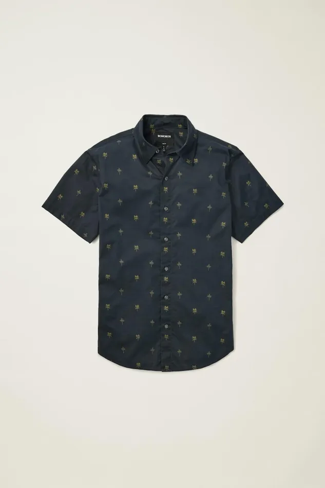 Men Riviera Short Sleeve Shirt Navy Palm Palooza Bonobos Casual Shirts