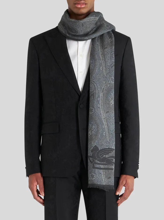 Men Scarf With AllOver Paisley Designs Etro Scarves