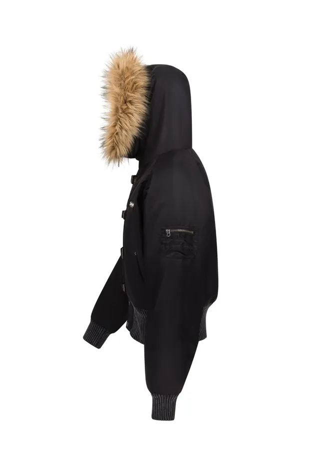 Men Schott Black MA1 Hooded Bomber Jacket Jaded London Outerwear