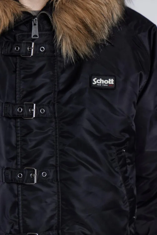 Men Schott Black MA1 Hooded Bomber Jacket Jaded London Outerwear