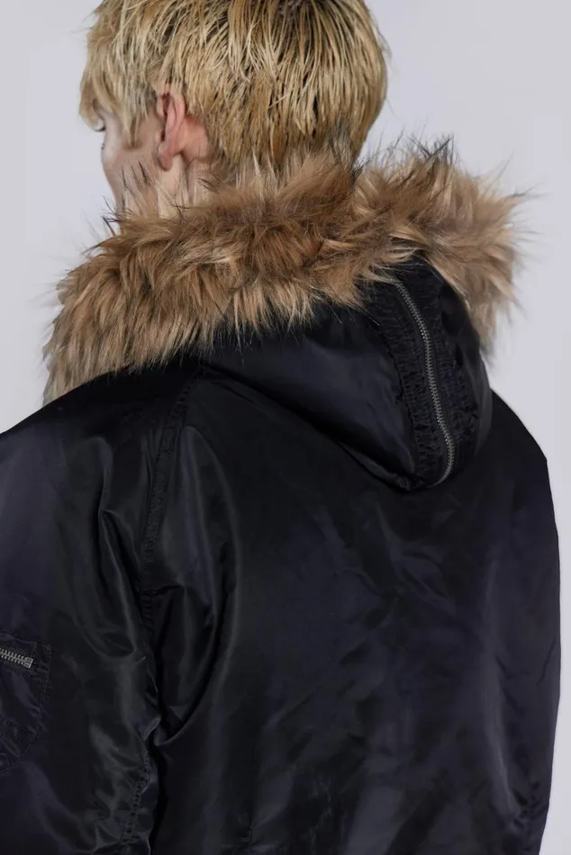 Men Schott Black MA1 Hooded Bomber Jacket Jaded London Outerwear