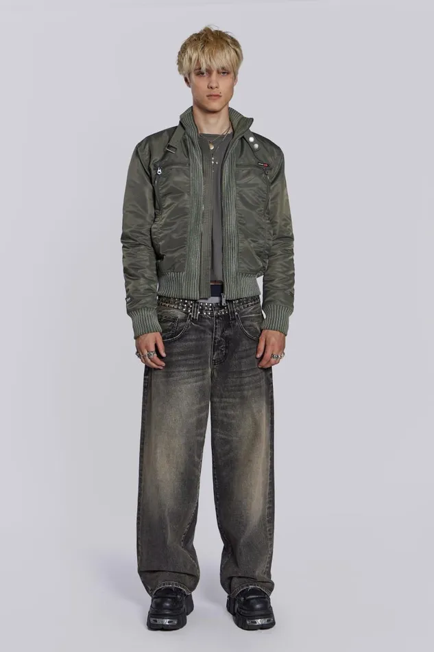 Men Schott Khaki MA1 Bomber Jacket Jaded London Outerwear
