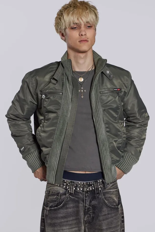 Men Schott Khaki MA1 Bomber Jacket Jaded London Outerwear