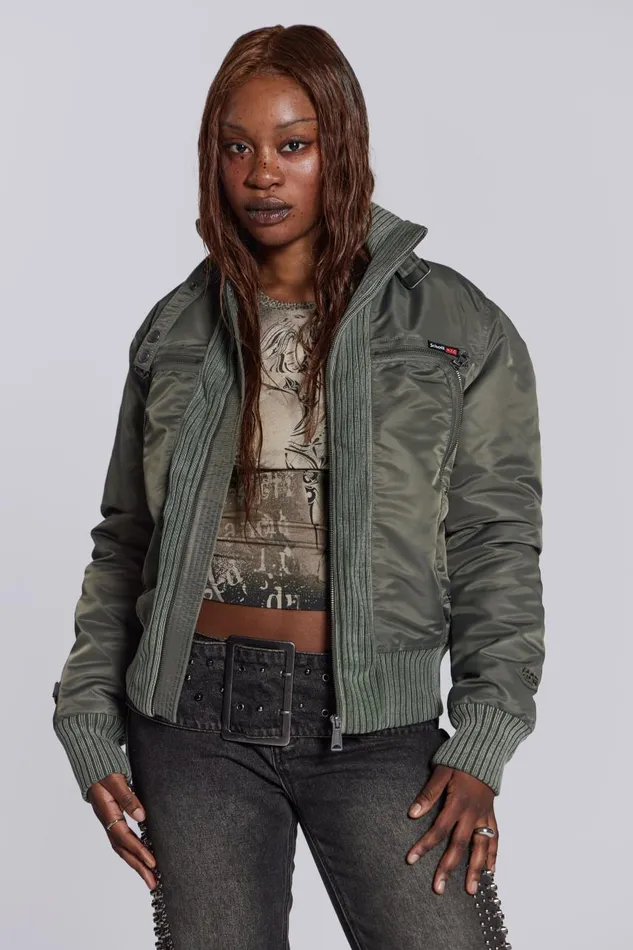 Men Schott Khaki MA1 Bomber Jacket Jaded London Outerwear