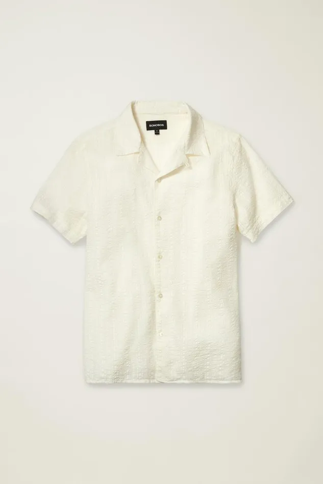Men Seersucker Cabana Shirt Tofu Bonobos Short Sleeve Shirts