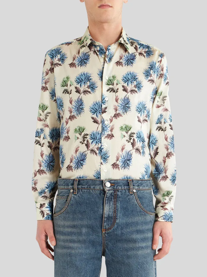 Men Shirt With Dahlias And Mini Logo Etro Shirts
