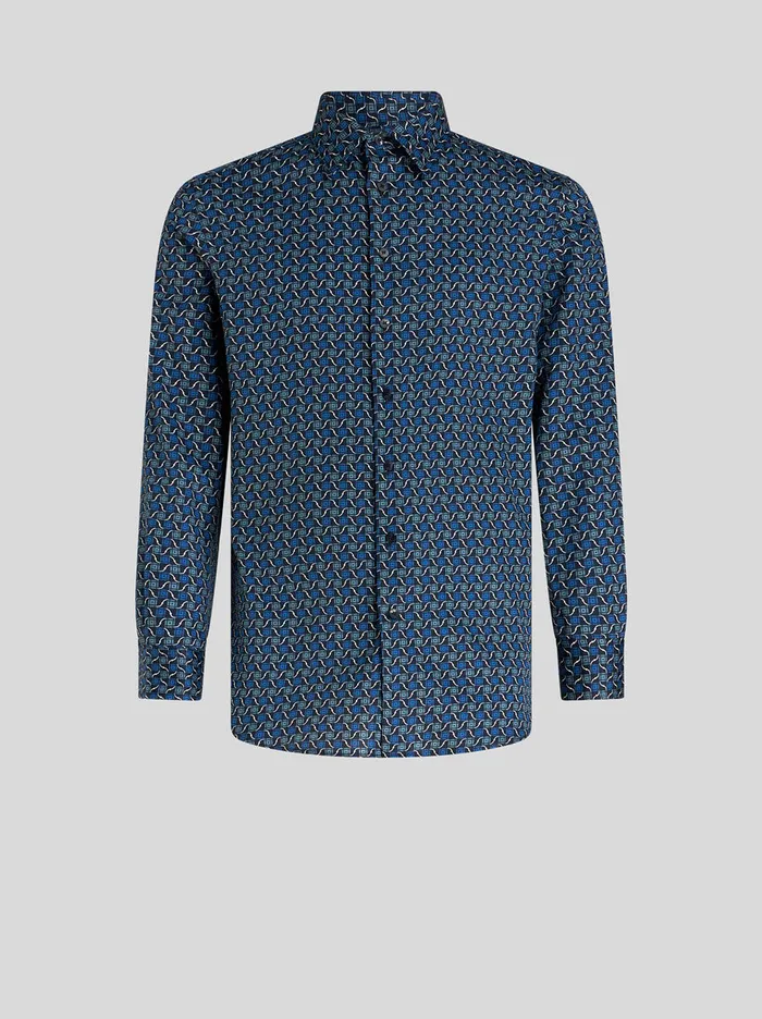 Men Shirt With Tie Print Pattern Etro Shirts