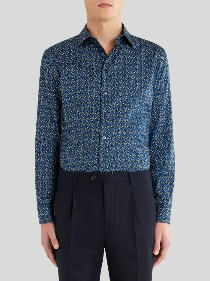 Men Shirt With Tie Print Pattern Etro Shirts
