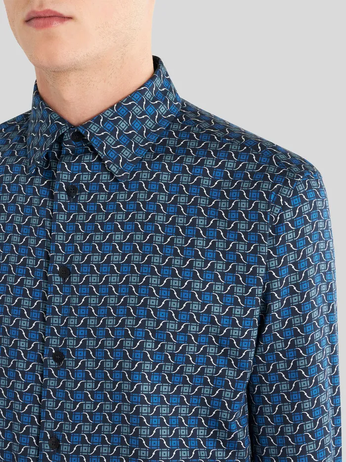 Men Shirt With Tie Print Pattern Etro Shirts