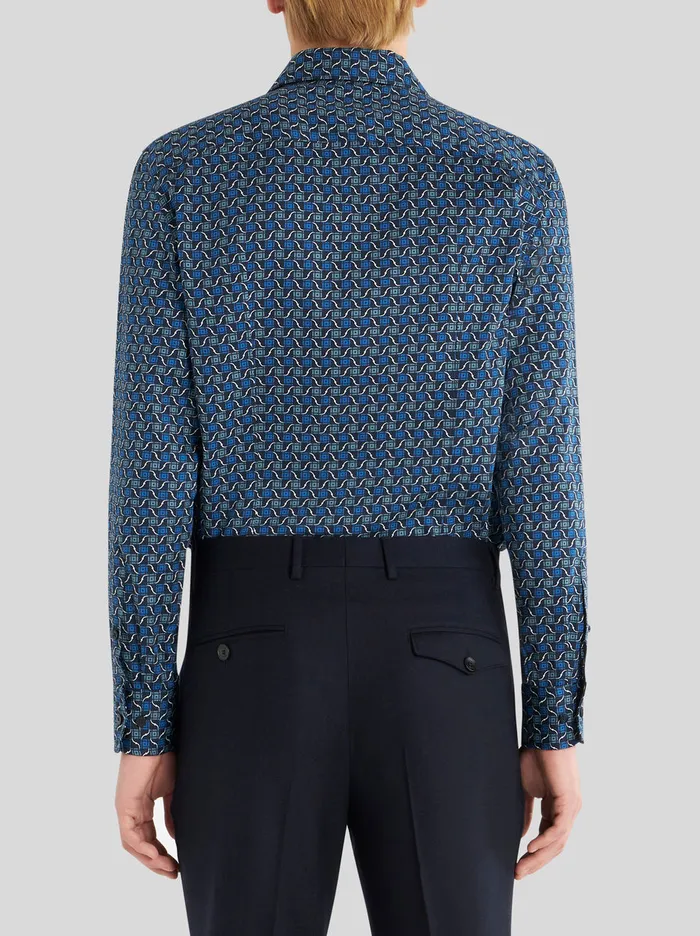 Men Shirt With Tie Print Pattern Etro Shirts