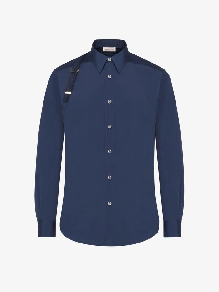 Men Shirts Alexander McQueen Selvedge Tape Harness Shirt Ink Blue