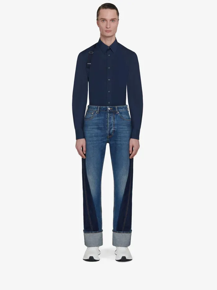 Men Shirts Alexander McQueen Selvedge Tape Harness Shirt Ink Blue