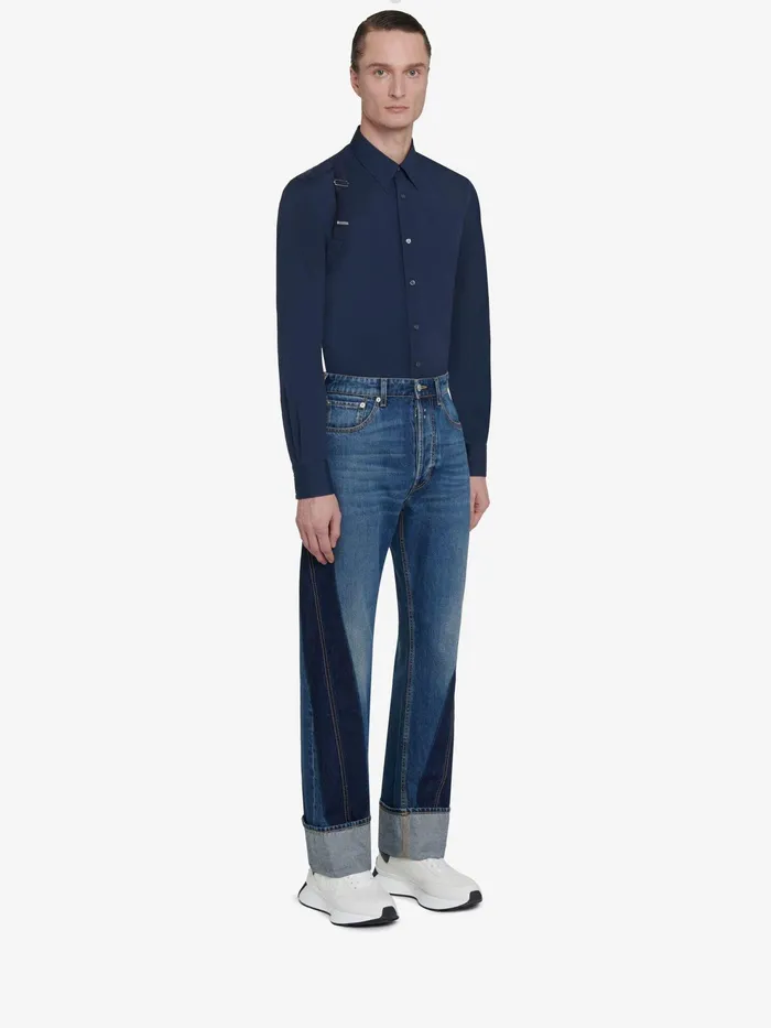 Men Shirts Alexander McQueen Selvedge Tape Harness Shirt Ink Blue