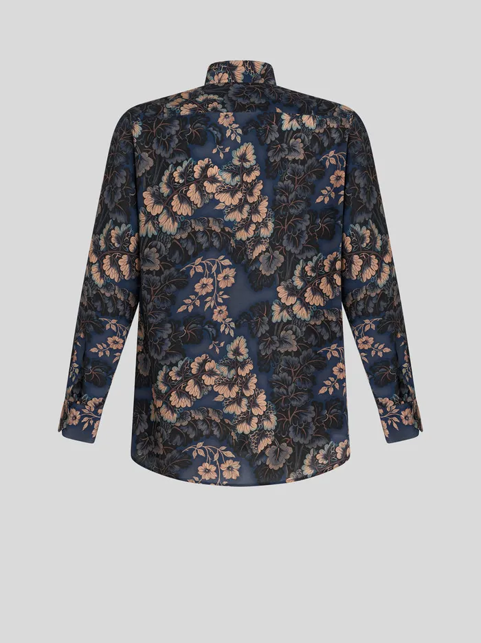 Men Silk Shirt With Foliage Print Etro Shirts