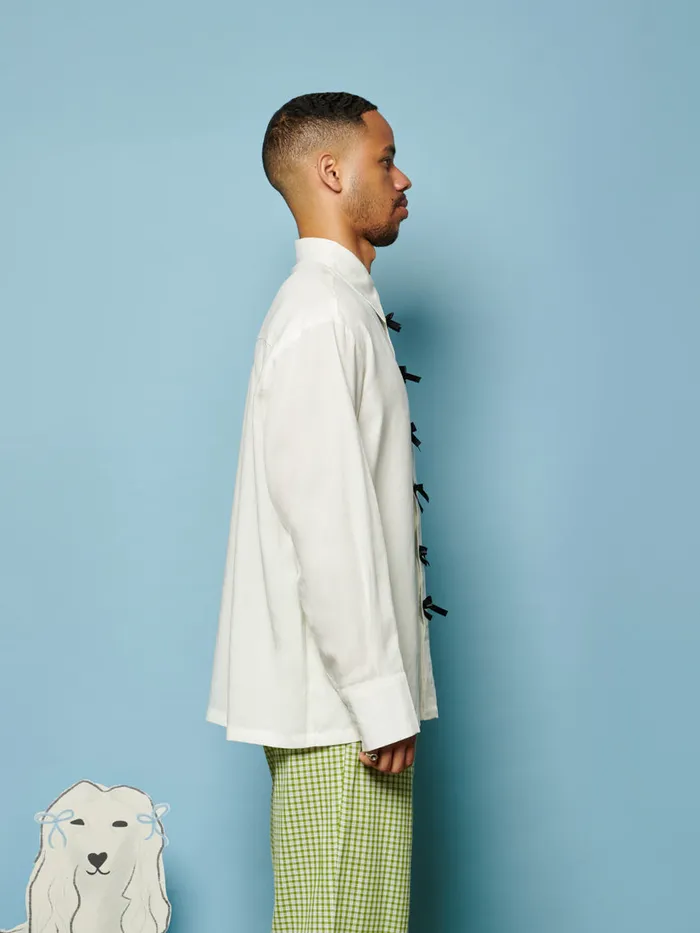 Men Sister Jane Shirts Fella Bow Shirt Pearled Ivory