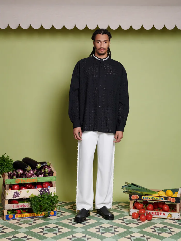 Men Sister Jane Shirts Ferg Pearl Boxy Shirt Coal Black