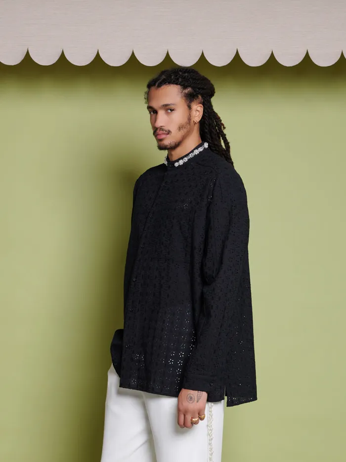 Men Sister Jane Shirts Ferg Pearl Boxy Shirt Coal Black
