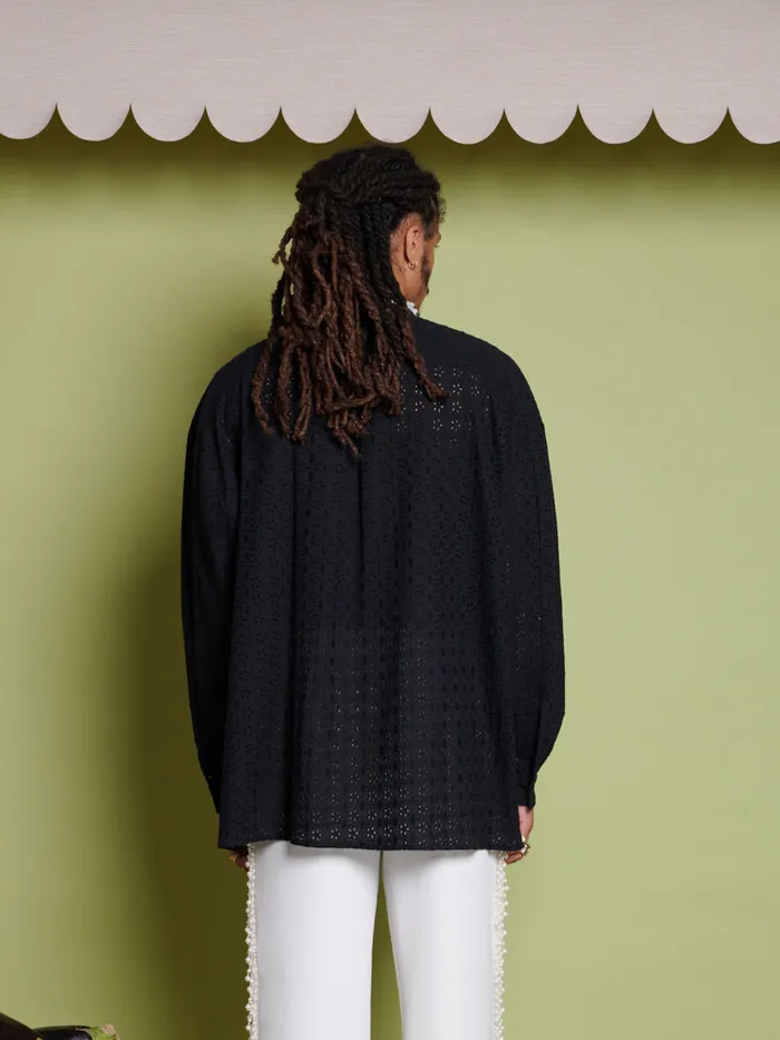Men Sister Jane Shirts Ferg Pearl Boxy Shirt Coal Black